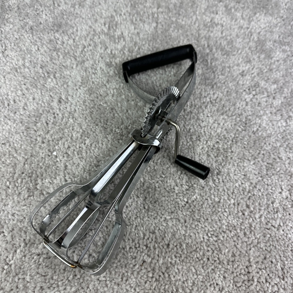 VTG EKCO Egg Beater Manual Crank Hand Mixer Blender Stainless Made In USA